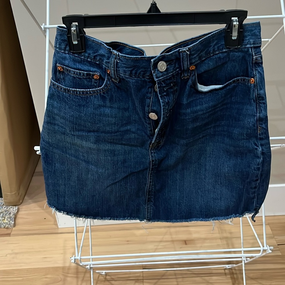 Blue denim skirt